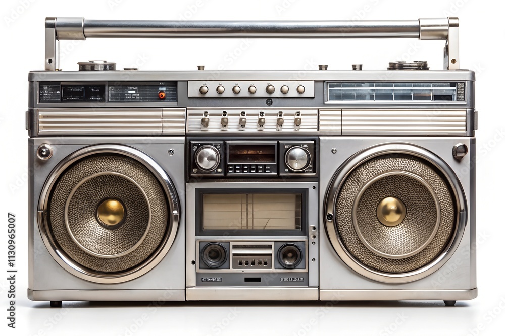 Obraz premium Vintage boombox radio isolated on a white background 