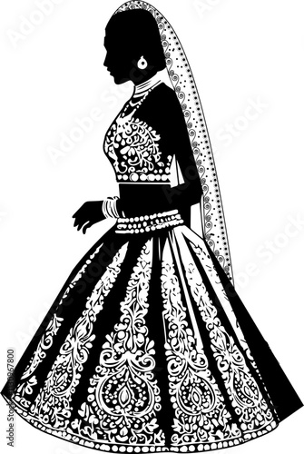 Indian Dulhan Bride Silhouette Vector Image