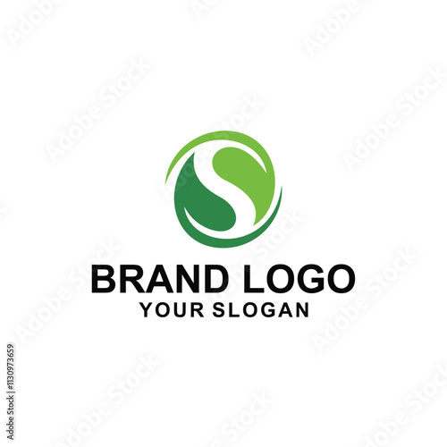  circle letter S leaf logo vector illustration
