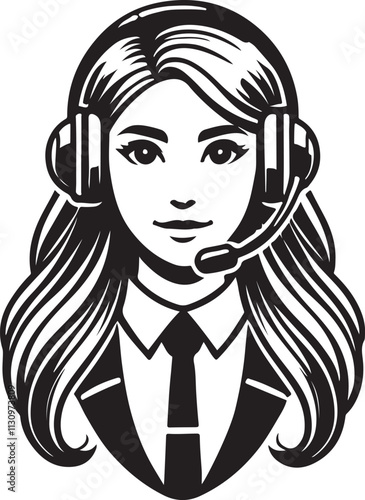 Woman Person with headphones silhouette vector art