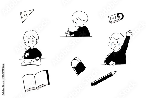 勉強をする男の子