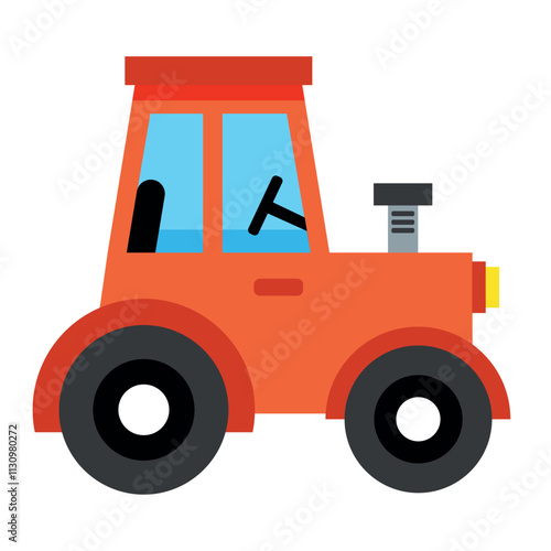 Tractor farm barnyard element. Countryside gathered the harvest. Funny childish agriculture, farming