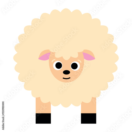 Sheep domestic animal. Funny childish agriculture, farming. Countryside farm barnyard 