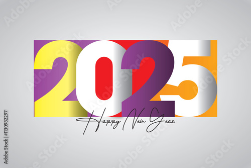 Happy new year 2025 design. With colorful truncated number illustrations. Premium vector design 2025