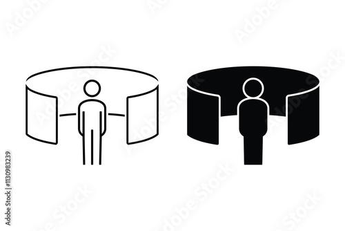 People with a 360 degree panorama. Vector illustration