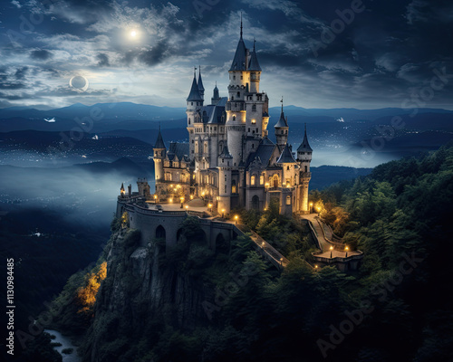 Wallpaper Mural A fairytale castle is pictured in the dark night Torontodigital.ca