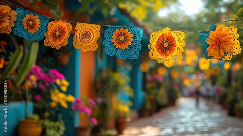 Festive decorations celebrate Mexican Cinco de Mayo