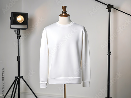 White Front Sweater mockup on plain backhground photo