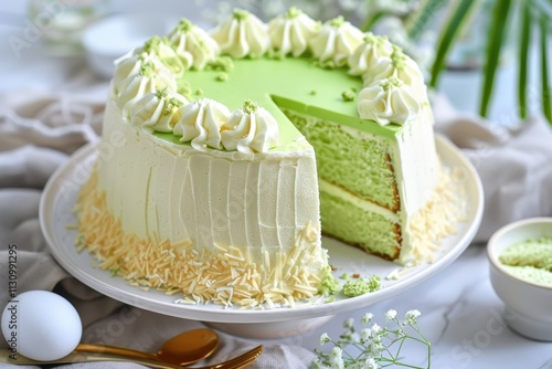 Pandan chiffon Indonesian cake photo