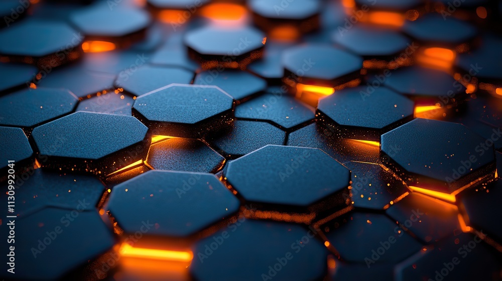 Obraz premium Glossy hexagons form an abstract background, creating a honeycomb pattern