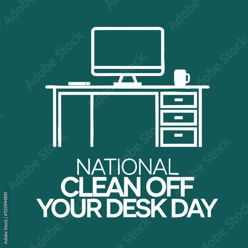 Celebrate National Clean Off Your Desk Day with an illustrated office setup, promoting organization and productivity. Enjoy a tidy workspace for a more efficient and pleasant work environment.