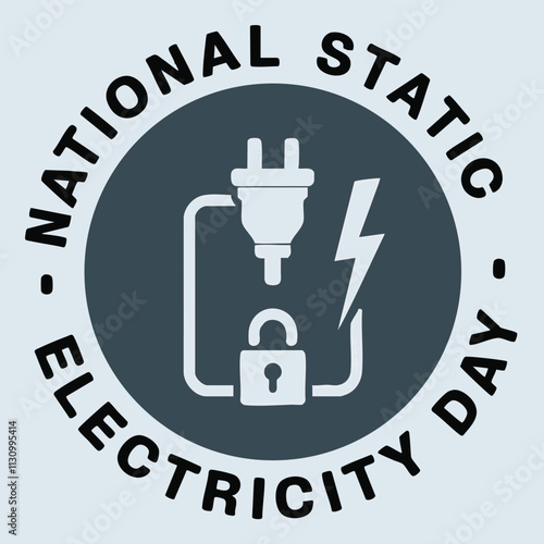  National Static Electricity Day featuring a plug and lock design. Celebrates the wonder and significance of electricity in everyday life