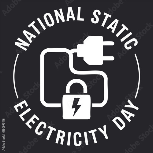 Illustration highlighting National Static Electricity Day featuring a plug and lock design. Celebrates the wonder and significance of electricity in daily life