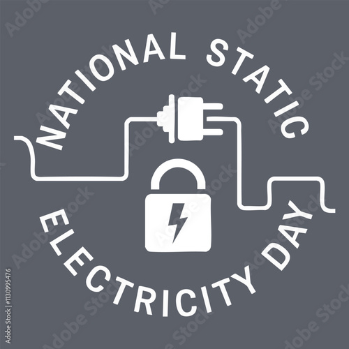 Illustration highlighting National Static Electricity Day featuring a plug and lock design. Celebrates the wonder and significance of electricity