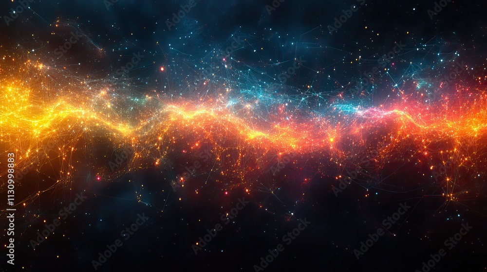 Fototapeta premium Lines of internet and big data connect, visualizing cloud storage, AI, and the complex world of coding and algorithms