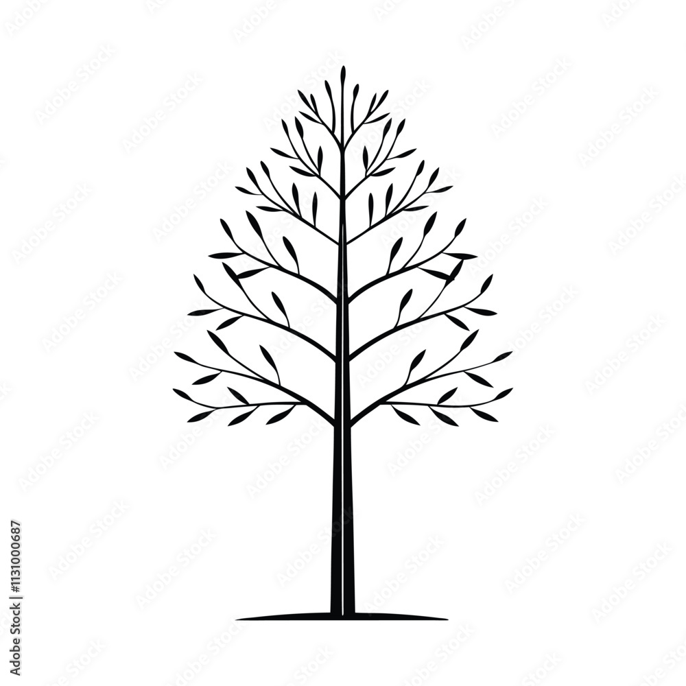 Obraz premium tree simple outline on white background illustration