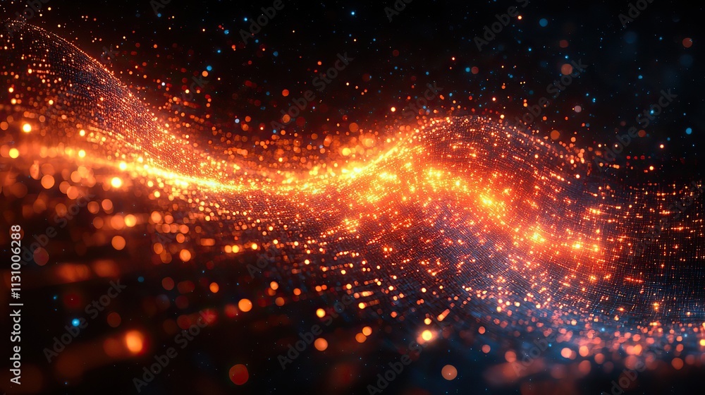 Obraz premium Sound waves and software wallpaper visualize futuristic technology with digital big data transfer effects, representing internet cloud computing and application processes in waveforms