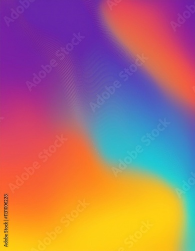 New Color gradient ombre. Wavy blurry lines. Rough grain noise. Light glow vivid. Design.