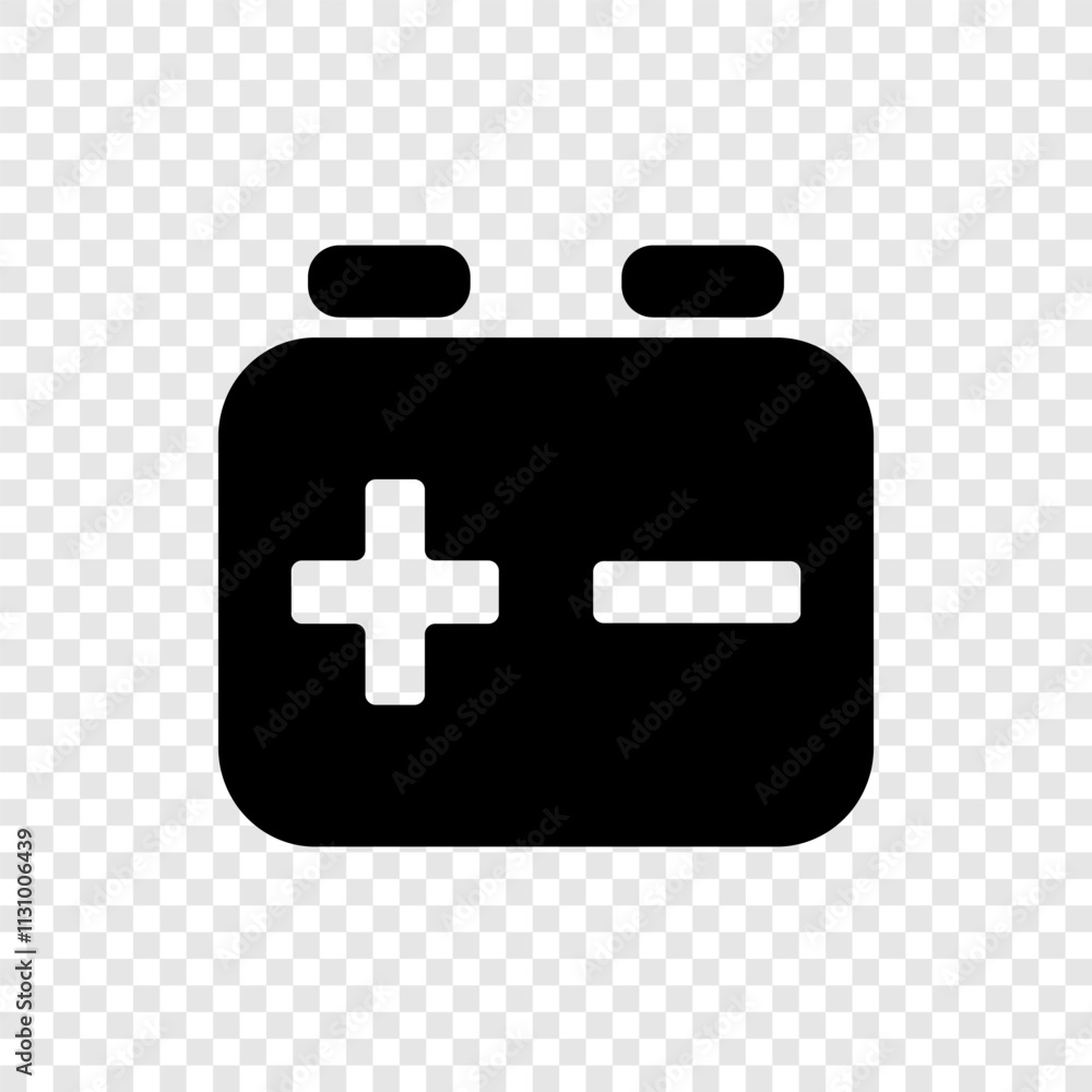 Obraz premium Battery accumulator simple icon. Flat design. Transparent grid