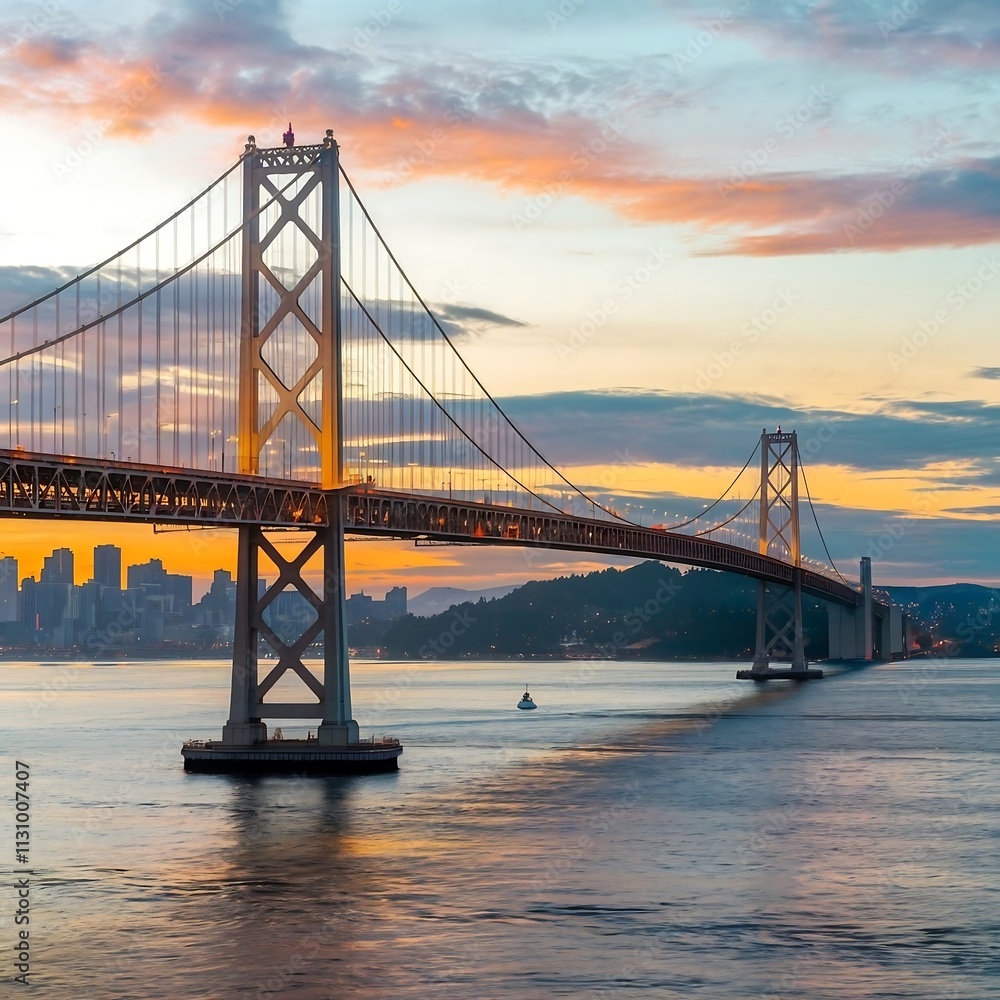 Beautiful view of the Golden Gate Bridge in San Francisco, pastel colors. Concept, travel, world attractions Beautiful view of the Golden Gate Bridge in San Francisco, pastel colors. Concept, travel, world attractions