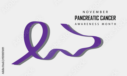 Pancreatic Cancer Awareness Month. BannerTemplateWith Purple Ribbon Vector Illustration. World Pancreatic Cancer Day Concept.