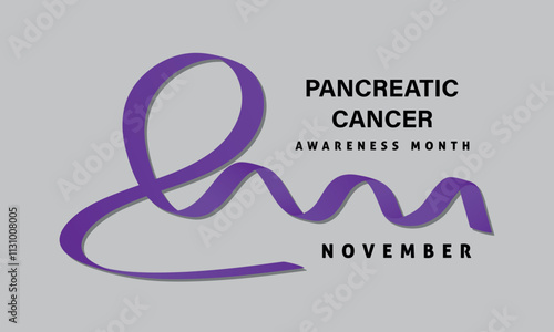 Pancreatic Cancer Awareness Month. BannerTemplateWith Purple Ribbon Vector Illustration. World Pancreatic Cancer Day Concept.
