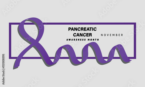 Pancreatic Cancer Awareness Month. BannerTemplateWith Purple Ribbon Vector Illustration. World Pancreatic Cancer Day Concept.