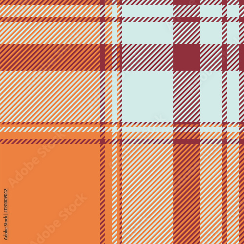 Creative textile background fabric, various seamless tartan plaid. Micro vector check texture pattern in orange and light colors.