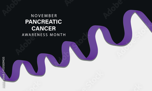 Pancreatic Cancer Awareness Month. BannerTemplateWith Purple Ribbon Vector Illustration. World Pancreatic Cancer Day Concept.