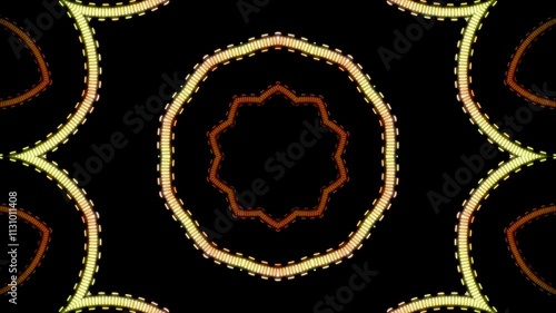 Moving and changing abstract multi-colored patterns on a black background