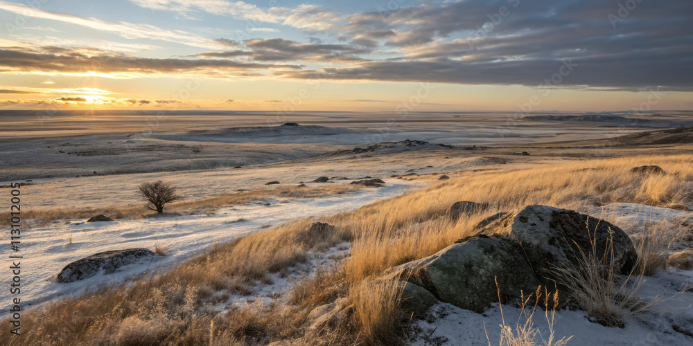 serene twilight descends upon vast tundra landscape, showcasing rolling hills, rocky outcrops, and golden grasses. tranquil scene evokes sense of peace and wonder serene twilight descends upon vast tundra landscape, showcasing rolling hills, rocky outcrops, and golden grasses. tranquil scene evokes sense of peace and wonder
