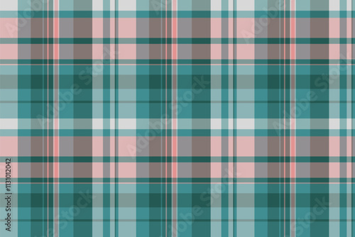 Irish textile plaid pattern, baby tartan background check. Living room vector seamless fabric texture in pastel and teal colors.