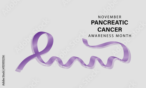 Pancreatic Cancer Awareness Month. BannerTemplateWith Purple Ribbon Vector Illustration. World Pancreatic Cancer Day Concept.