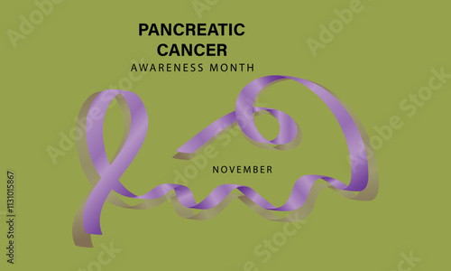 Pancreatic Cancer Awareness Month. BannerTemplateWith Purple Ribbon Vector Illustration. World Pancreatic Cancer Day Concept.