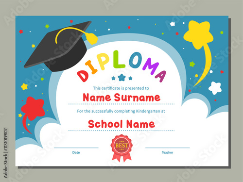 Preschool Diploma Certificate. Kindergarten Diploma Certificate. Kindergarten Certificate
