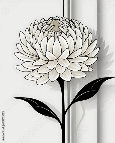 Cool simple chrysanthemums flower vector art, featuring elegant, minimalist design with clean lines and soft colors. Created With Generative AI