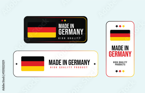 Made in Germany stamp, sticker with German flag. German made stickers. German Product Emblem