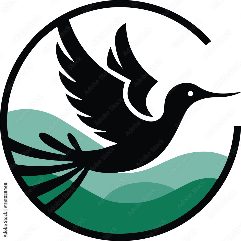 Fototapeta premium Bird logo flat vector silhouette illustration