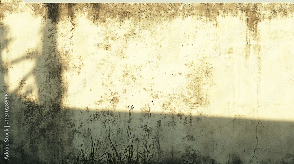 Fototapeta premium Weathered Wall Shadowed By Electrical Tower