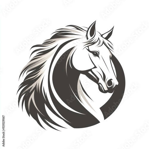 Wallpaper Mural Elegant horse head profile in a circle, monochrome illustration. Torontodigital.ca