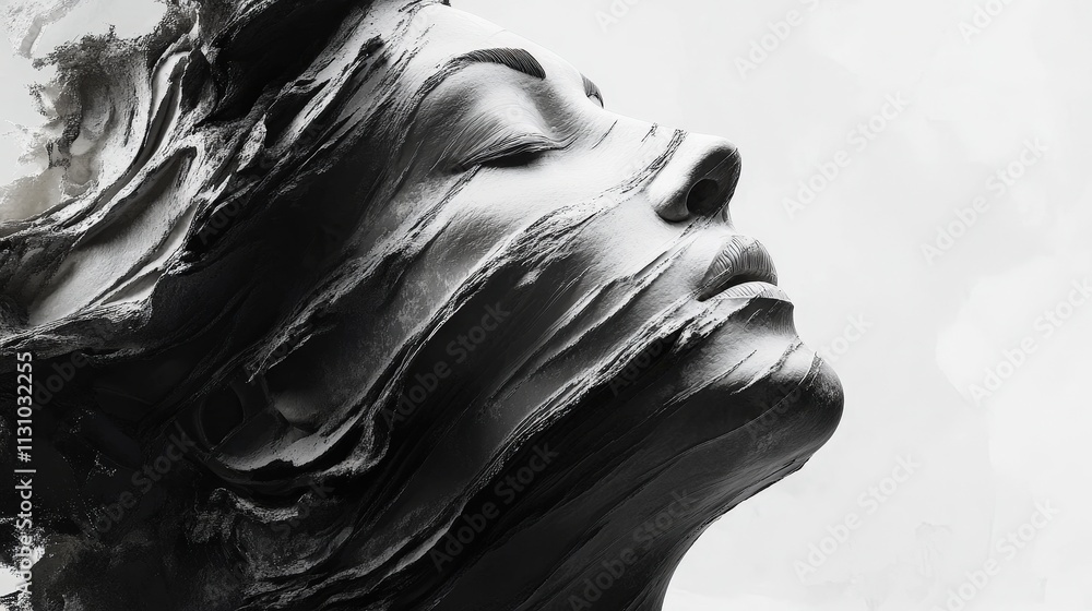 Fototapeta premium 3 D Poster Mockup Featuring a Woman's Face Painted with Black Paint Creative Advertising and Marketing Solution for Visual Content
