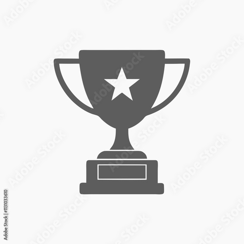 Stylized trophy icon featuring a star, representing achievement and success in a modern design