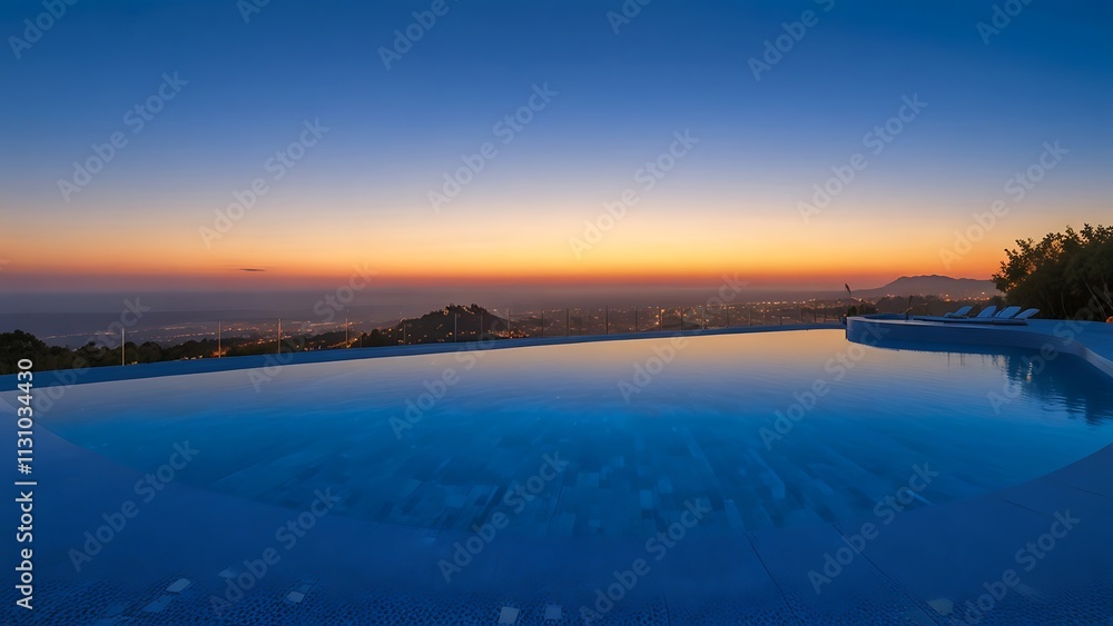 Fototapeta premium Swimming pool at sunset.