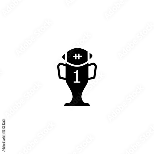 Football trophy icon. Sport achievements black glyph  icon isolated on white background .