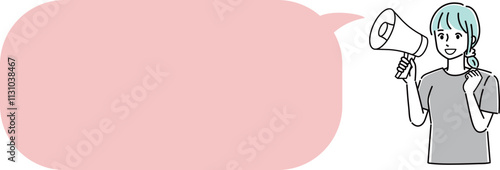 メガホンで話す人