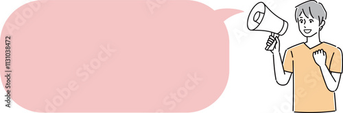 メガホンで話す人