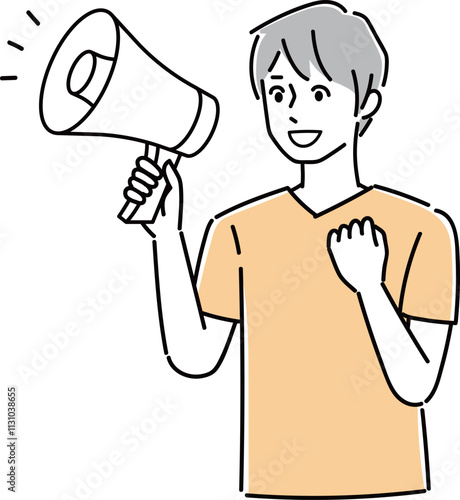 メガホンで話す人