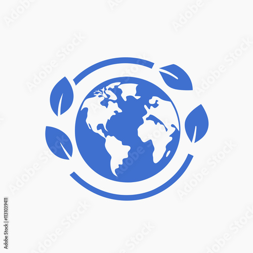 Eco-friendly world symbol with leaves and globe in a clean and modern design