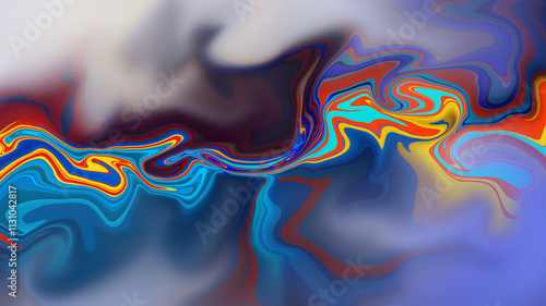 digital artwork in abstract patterns with the unique shape in multicolor gradations 