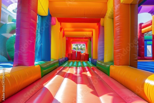 Vibrant bounce house outdoors photo